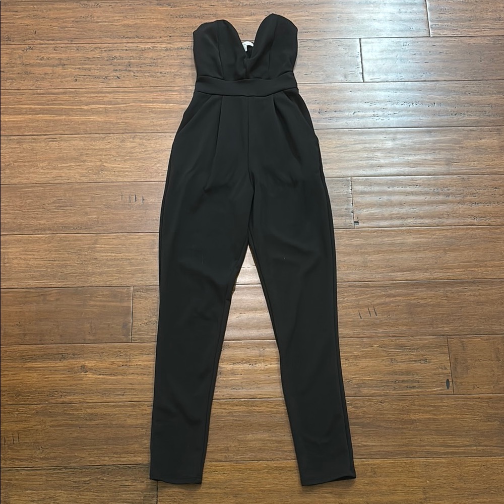 Elegant Black Strapless Jumpsuit